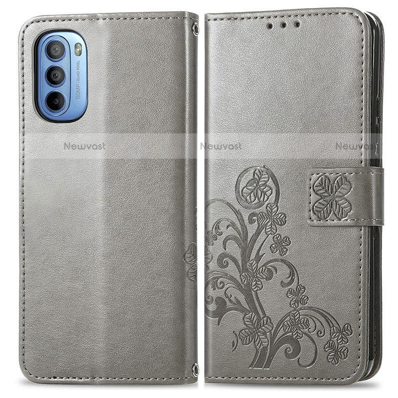 Leather Case Stands Flip Flowers Cover Holder for Motorola Moto G31