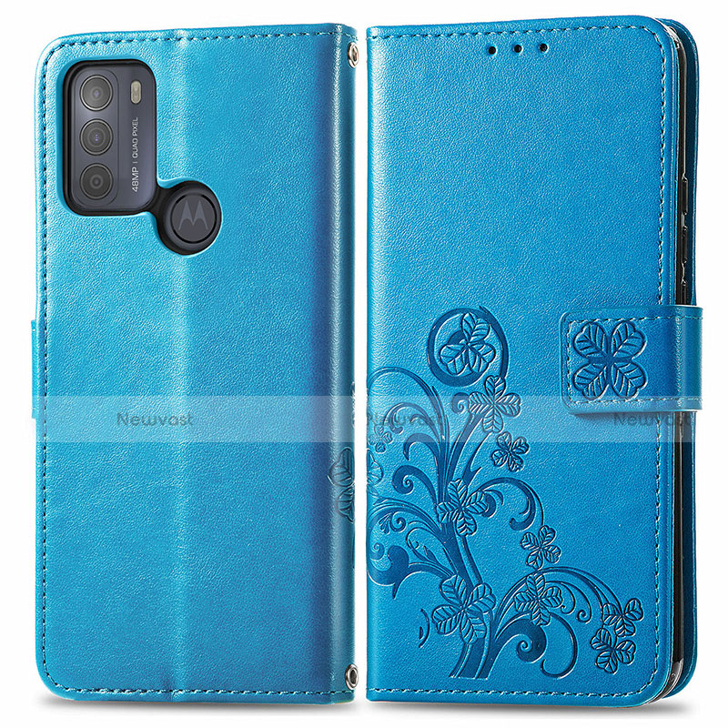 Leather Case Stands Flip Flowers Cover Holder for Motorola Moto G50