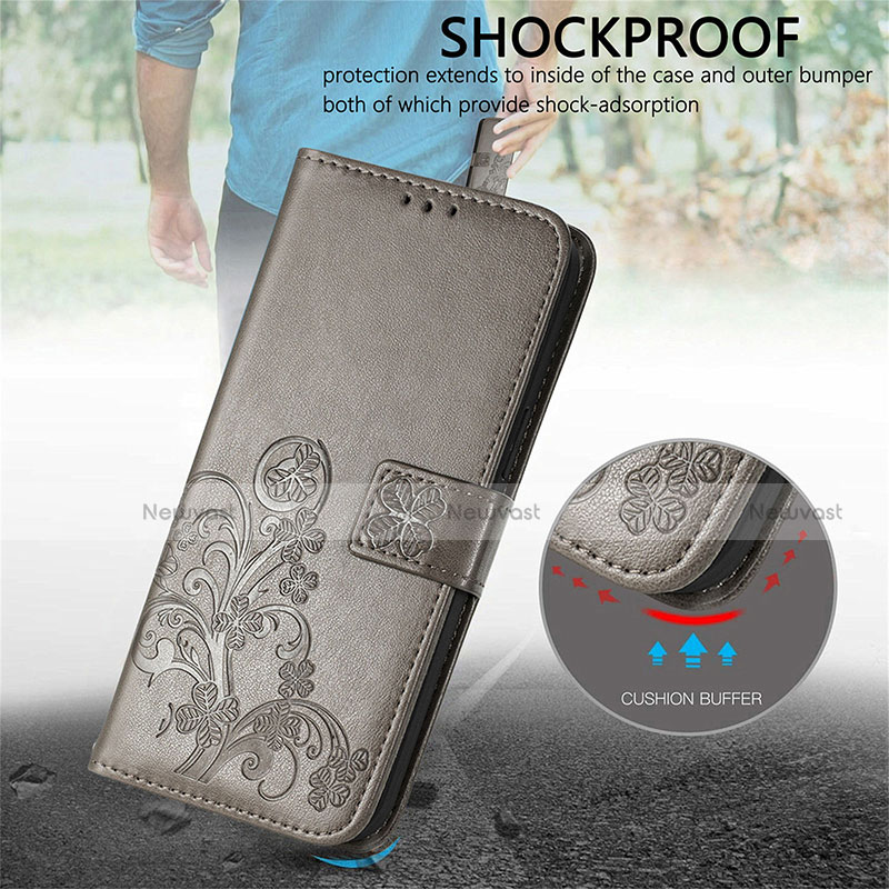 Leather Case Stands Flip Flowers Cover Holder for Motorola Moto G50