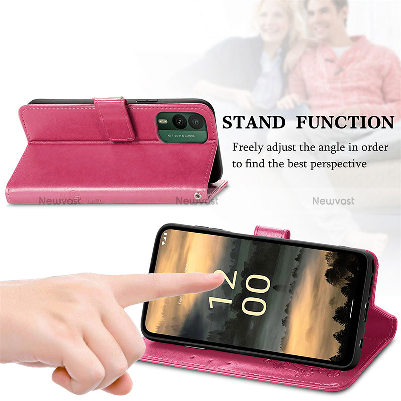 Leather Case Stands Flip Flowers Cover Holder for Nokia XR21