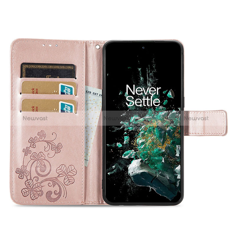 Leather Case Stands Flip Flowers Cover Holder for OnePlus Ace Pro 5G