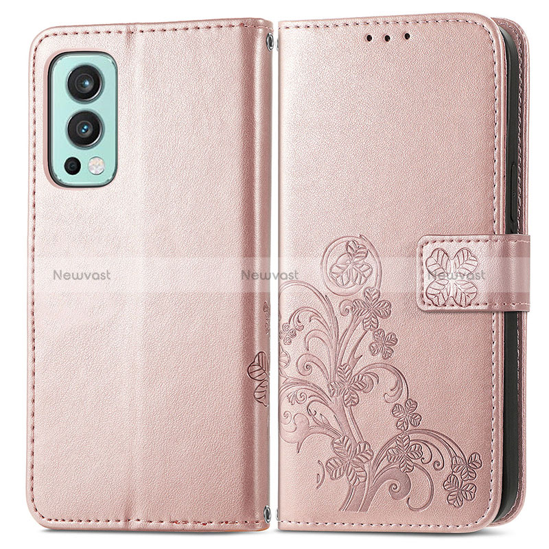 Leather Case Stands Flip Flowers Cover Holder for OnePlus Nord 2 5G