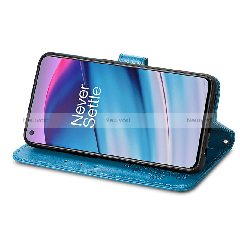 Leather Case Stands Flip Flowers Cover Holder for OnePlus Nord CE 5G