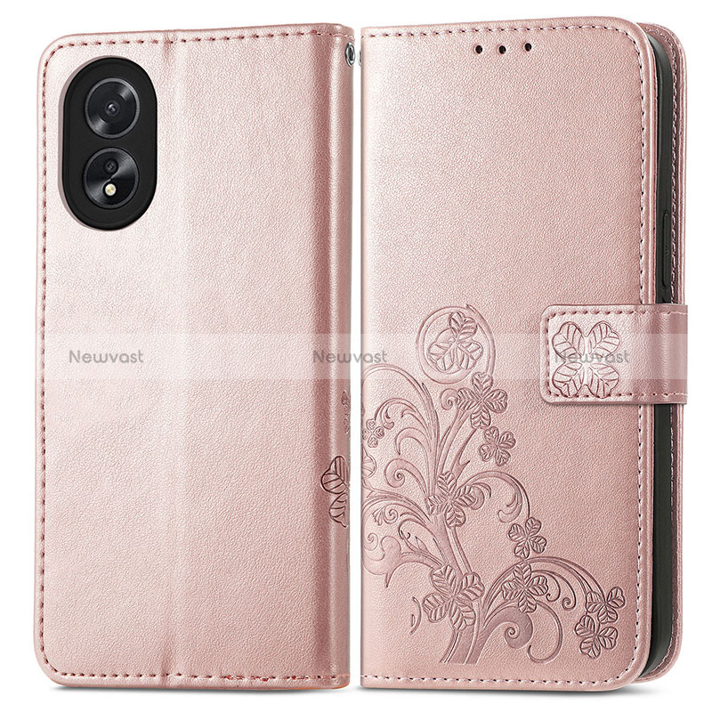 Leather Case Stands Flip Flowers Cover Holder for Oppo A18