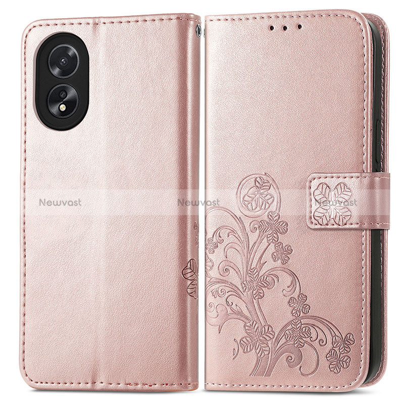 Leather Case Stands Flip Flowers Cover Holder for Oppo A38