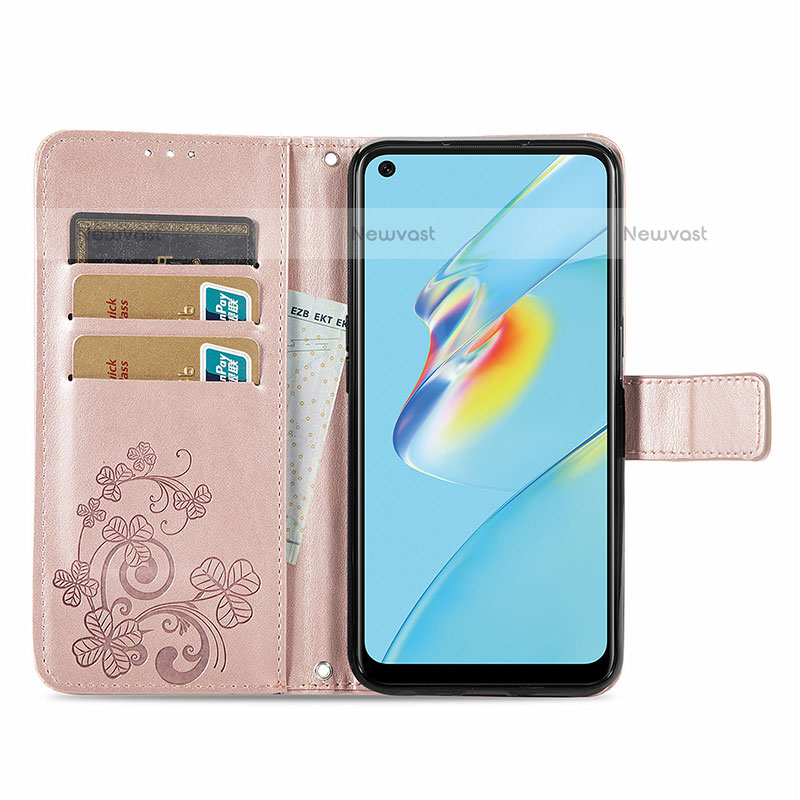 Leather Case Stands Flip Flowers Cover Holder for Oppo A54 4G