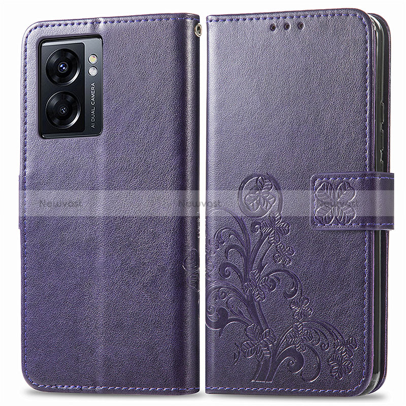 Leather Case Stands Flip Flowers Cover Holder for Oppo A77 5G