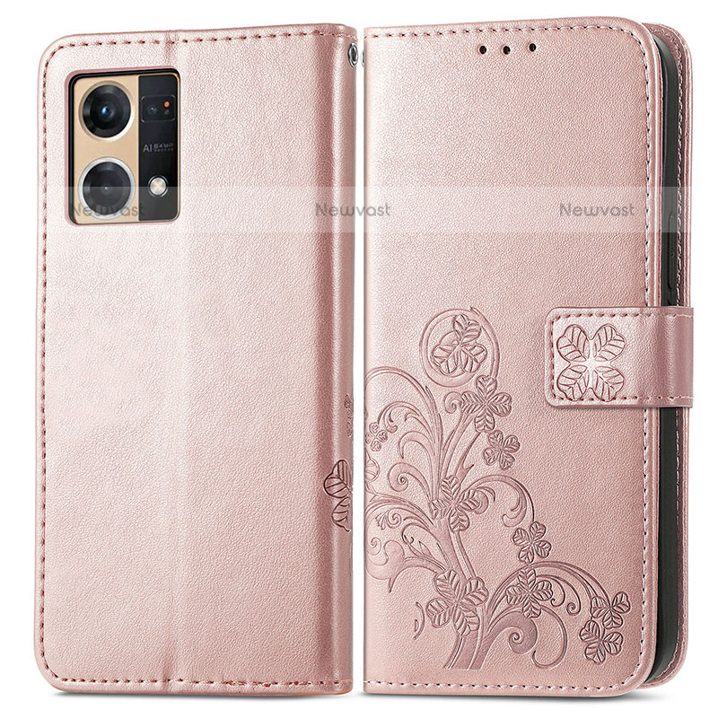 Leather Case Stands Flip Flowers Cover Holder for Oppo F21 Pro 4G