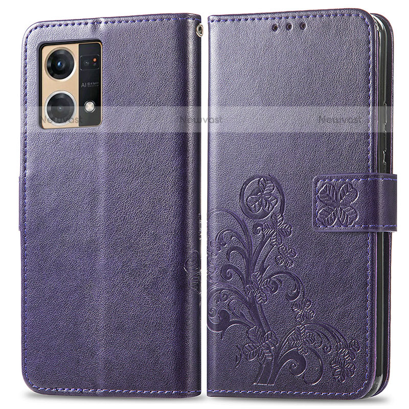 Leather Case Stands Flip Flowers Cover Holder for Oppo F21 Pro 4G