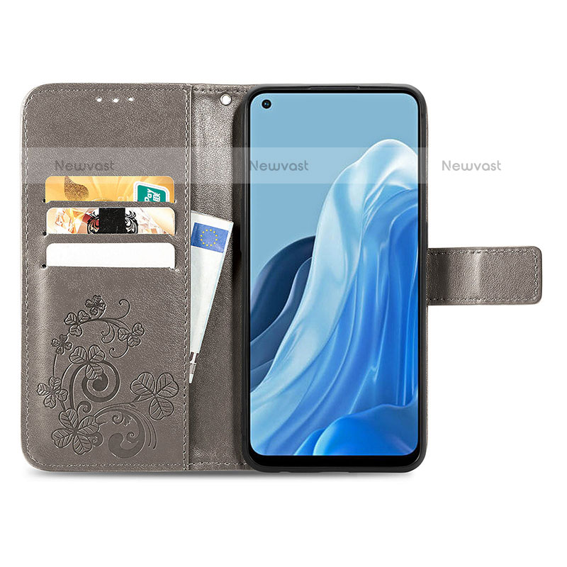 Leather Case Stands Flip Flowers Cover Holder for Oppo F21 Pro 4G