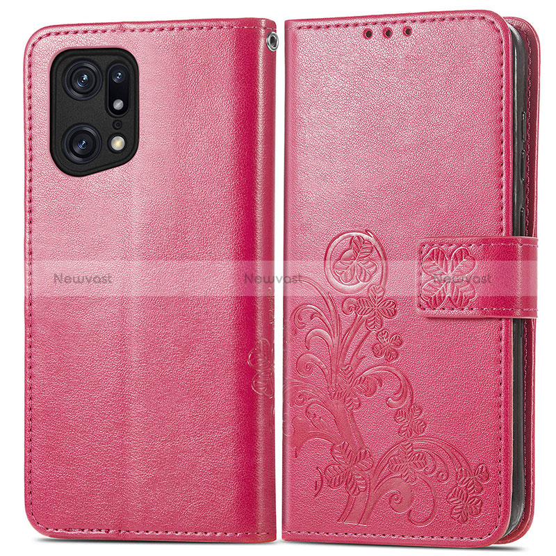 Leather Case Stands Flip Flowers Cover Holder for Oppo Find X5 5G