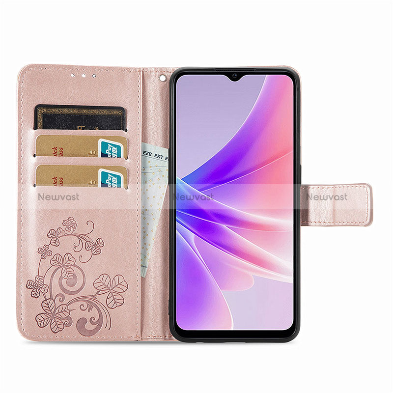 Leather Case Stands Flip Flowers Cover Holder for Oppo K10 5G India
