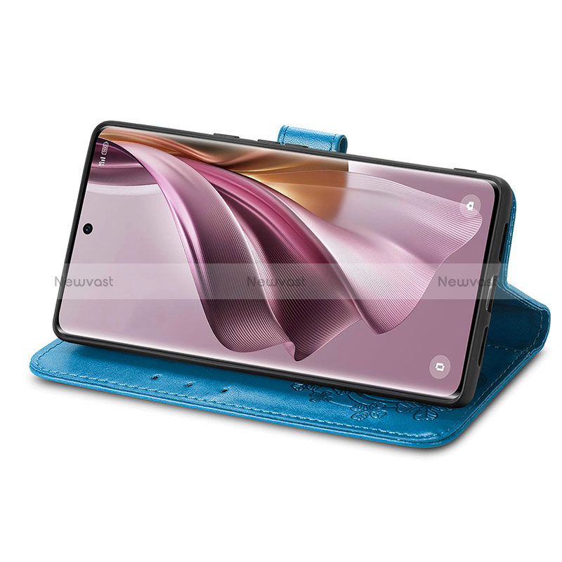 Leather Case Stands Flip Flowers Cover Holder for Oppo Reno10 5G