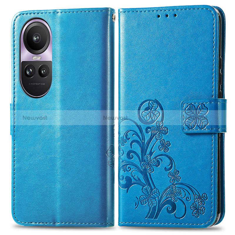 Leather Case Stands Flip Flowers Cover Holder for Oppo Reno10 Pro 5G
