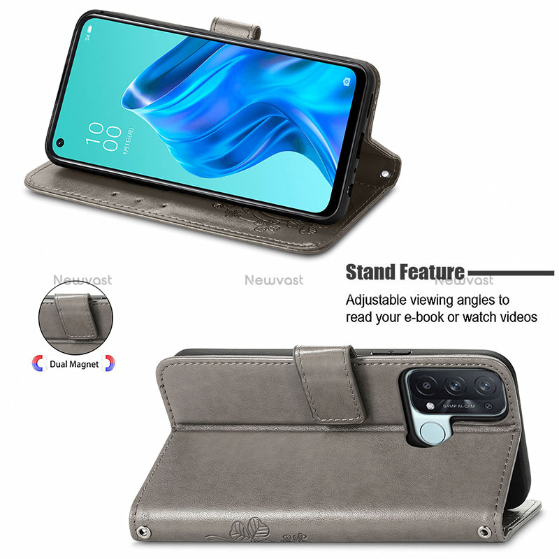 Leather Case Stands Flip Flowers Cover Holder for Oppo Reno5 A