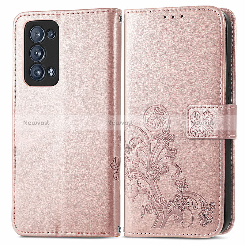 Leather Case Stands Flip Flowers Cover Holder for Oppo Reno6 Pro+ Plus 5G