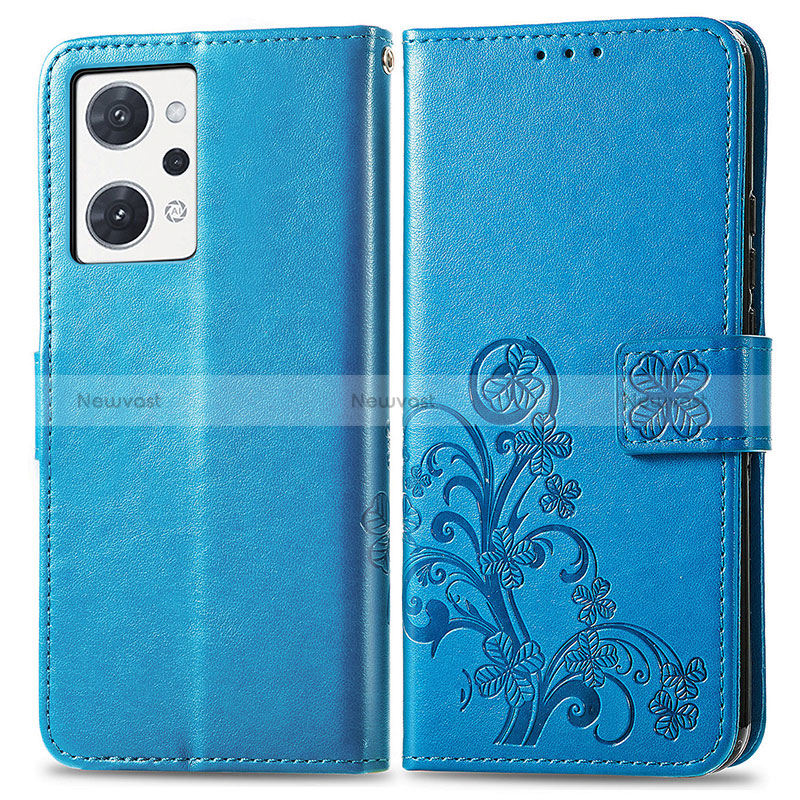 Leather Case Stands Flip Flowers Cover Holder for Oppo Reno7 A