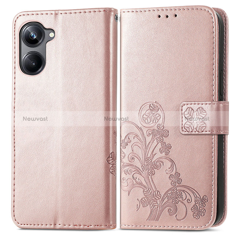 Leather Case Stands Flip Flowers Cover Holder for Realme 10 Pro 5G