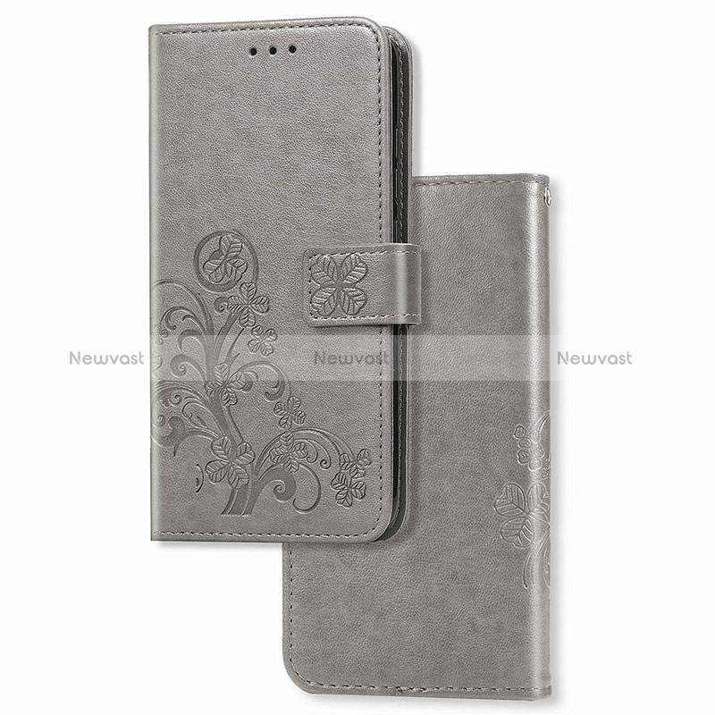 Leather Case Stands Flip Flowers Cover Holder for Realme 7i RMX2193 Gray