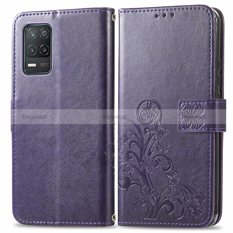 Leather Case Stands Flip Flowers Cover Holder for Realme 8 5G