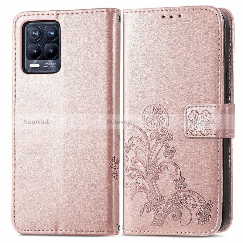 Leather Case Stands Flip Flowers Cover Holder for Realme 8 Pro