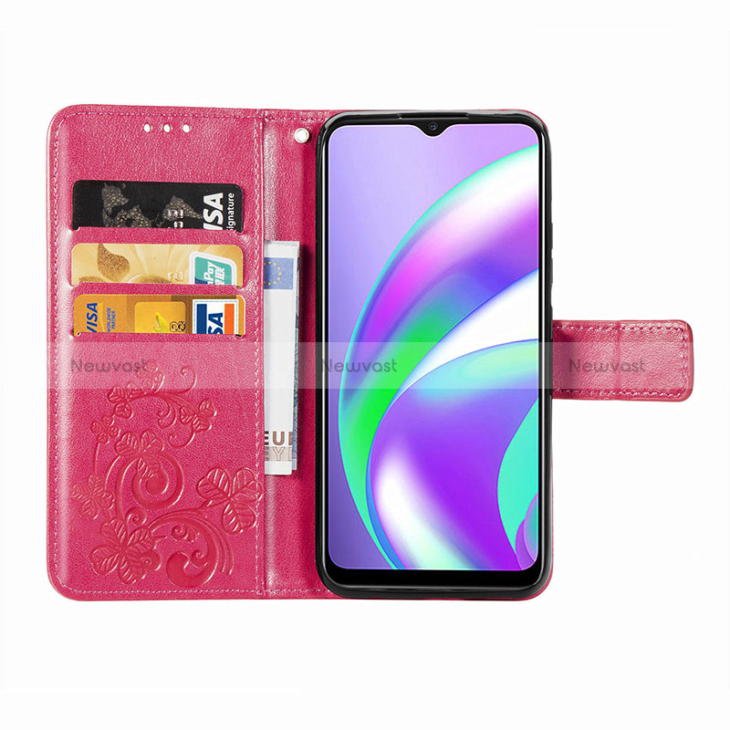 Leather Case Stands Flip Flowers Cover Holder for Realme C25S