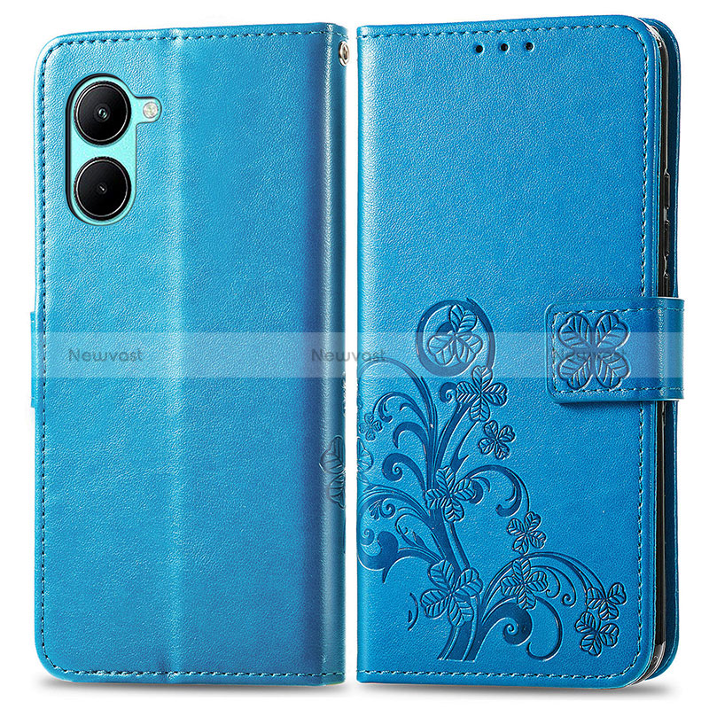 Leather Case Stands Flip Flowers Cover Holder for Realme C33 (2023)