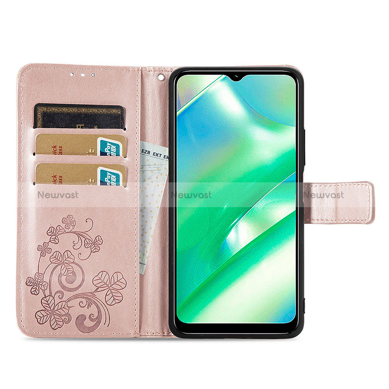 Leather Case Stands Flip Flowers Cover Holder for Realme C33 (2023)