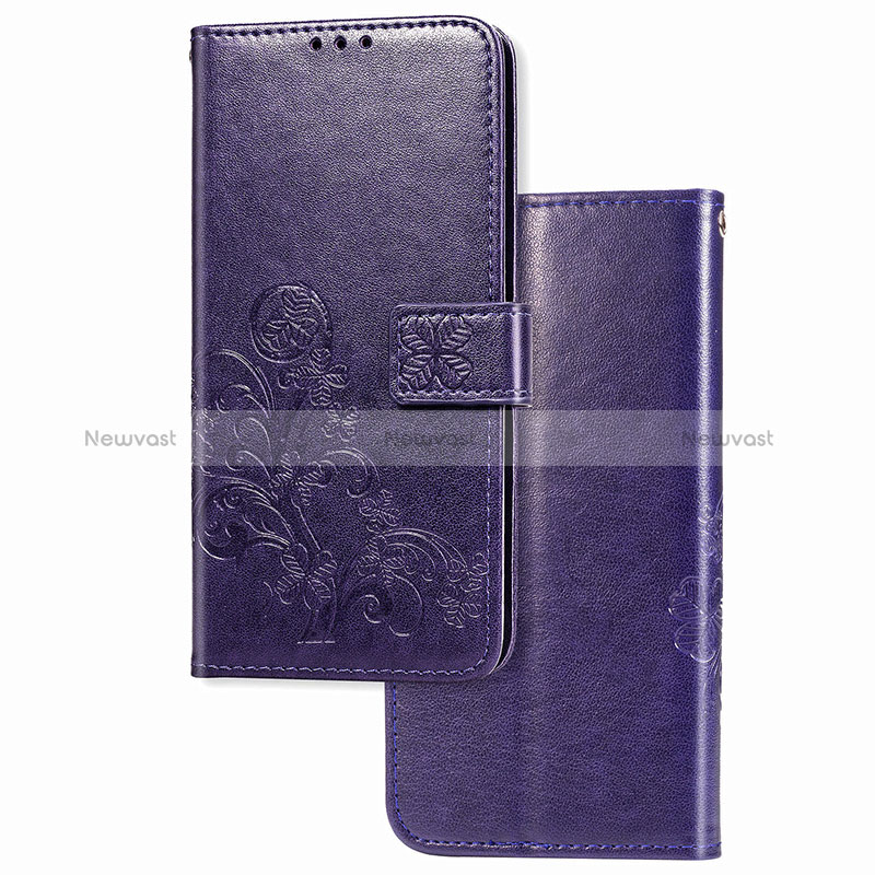 Leather Case Stands Flip Flowers Cover Holder for Realme Narzo 20 Purple