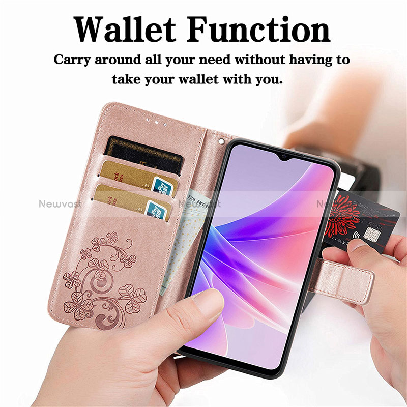 Leather Case Stands Flip Flowers Cover Holder for Realme Q5i 5G