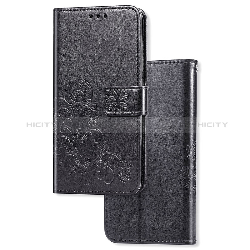 Leather Case Stands Flip Flowers Cover Holder for Samsung Galaxy A01 SM-A015 Black