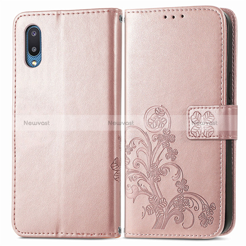 Leather Case Stands Flip Flowers Cover Holder for Samsung Galaxy A02