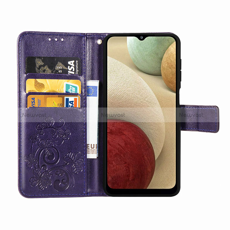 Leather Case Stands Flip Flowers Cover Holder for Samsung Galaxy A12 5G