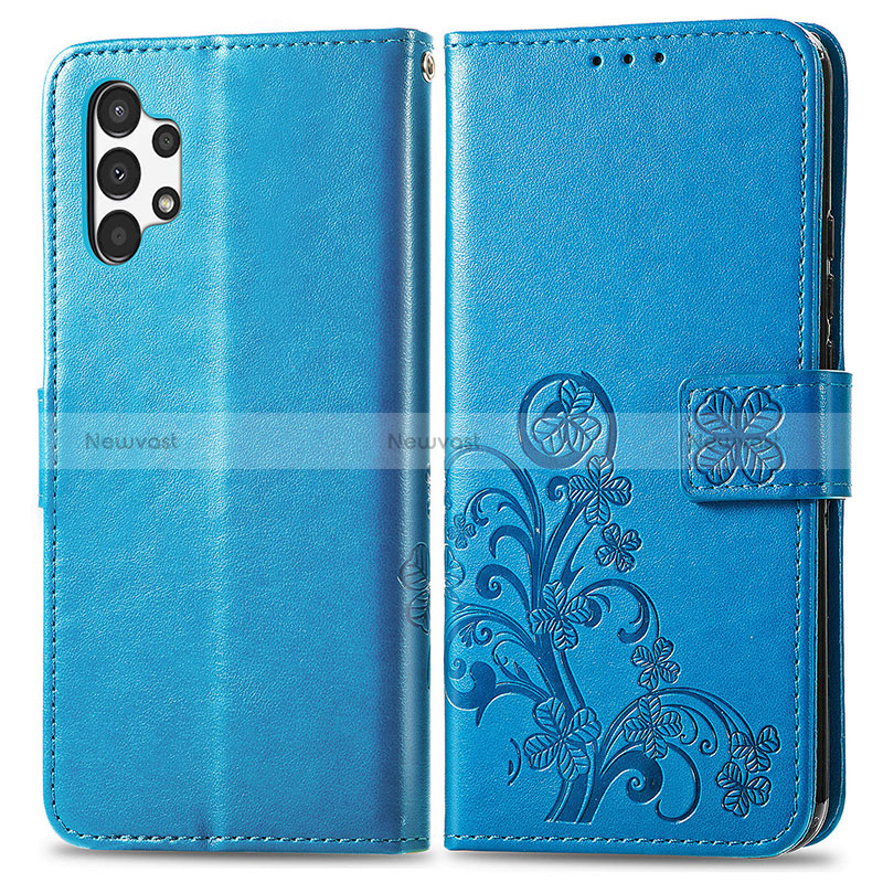 Leather Case Stands Flip Flowers Cover Holder for Samsung Galaxy A13 4G