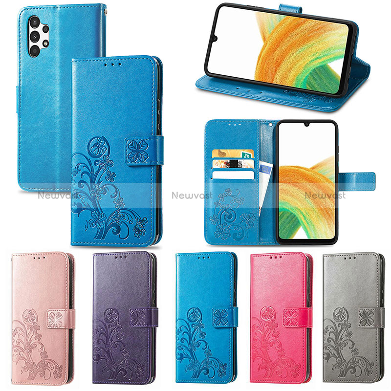 Leather Case Stands Flip Flowers Cover Holder for Samsung Galaxy A13 4G