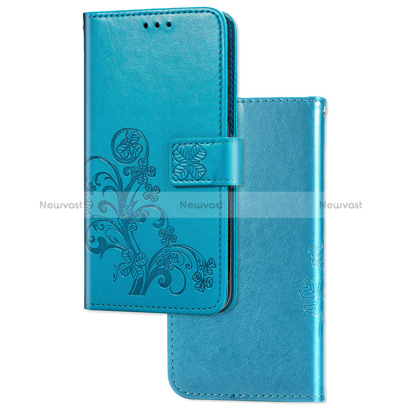 Leather Case Stands Flip Flowers Cover Holder for Samsung Galaxy A2 Core A260F A260G Blue