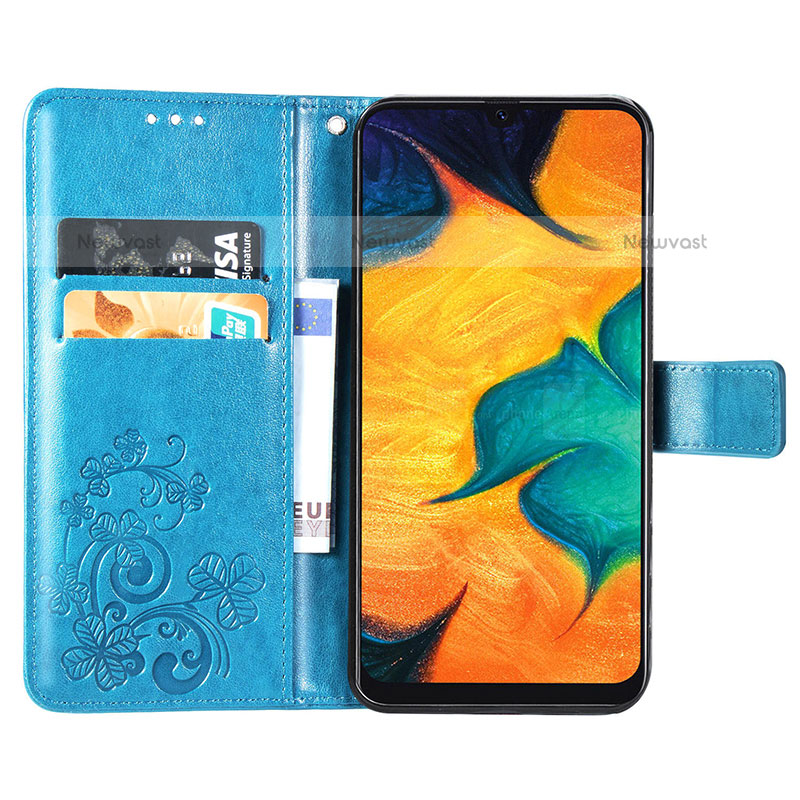 Leather Case Stands Flip Flowers Cover Holder for Samsung Galaxy A20