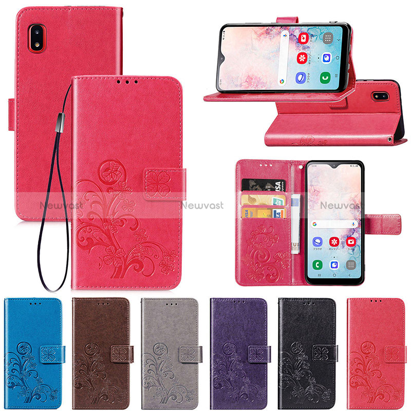 Leather Case Stands Flip Flowers Cover Holder for Samsung Galaxy A20 SC-02M SCV46