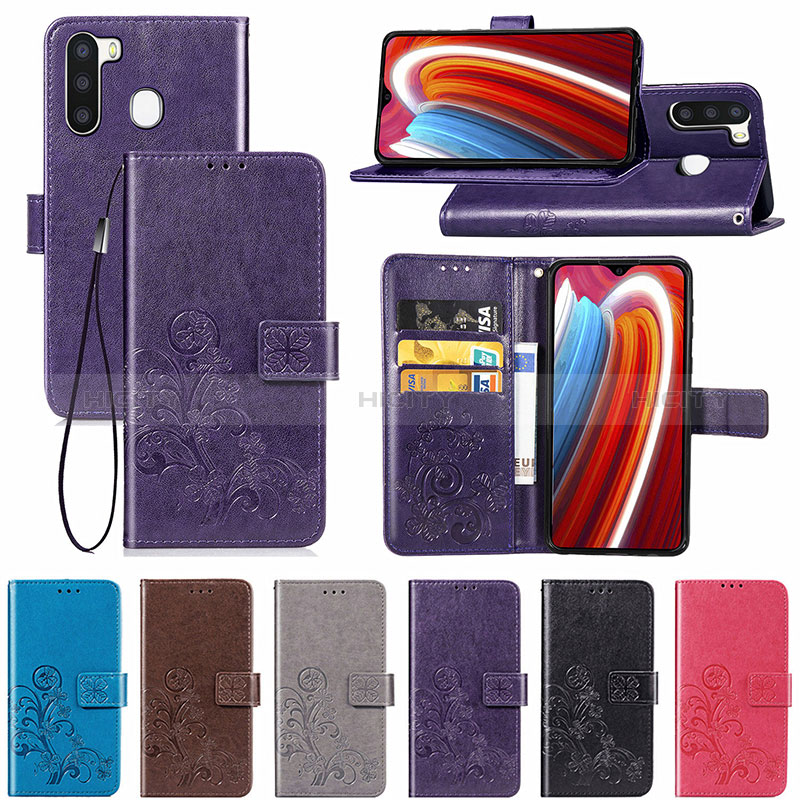 Leather Case Stands Flip Flowers Cover Holder for Samsung Galaxy A21 European