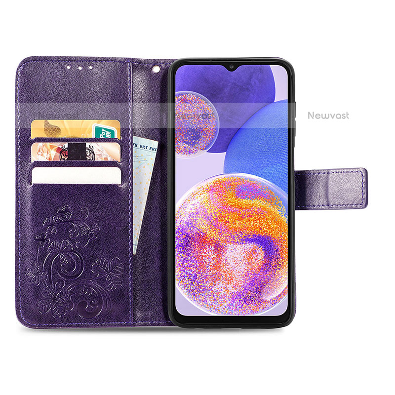 Leather Case Stands Flip Flowers Cover Holder for Samsung Galaxy A23 5G