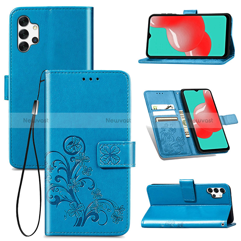 Leather Case Stands Flip Flowers Cover Holder for Samsung Galaxy A32 5G