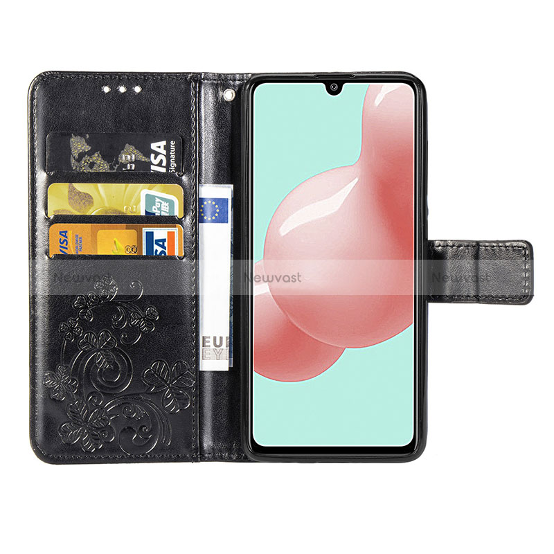 Leather Case Stands Flip Flowers Cover Holder for Samsung Galaxy A41