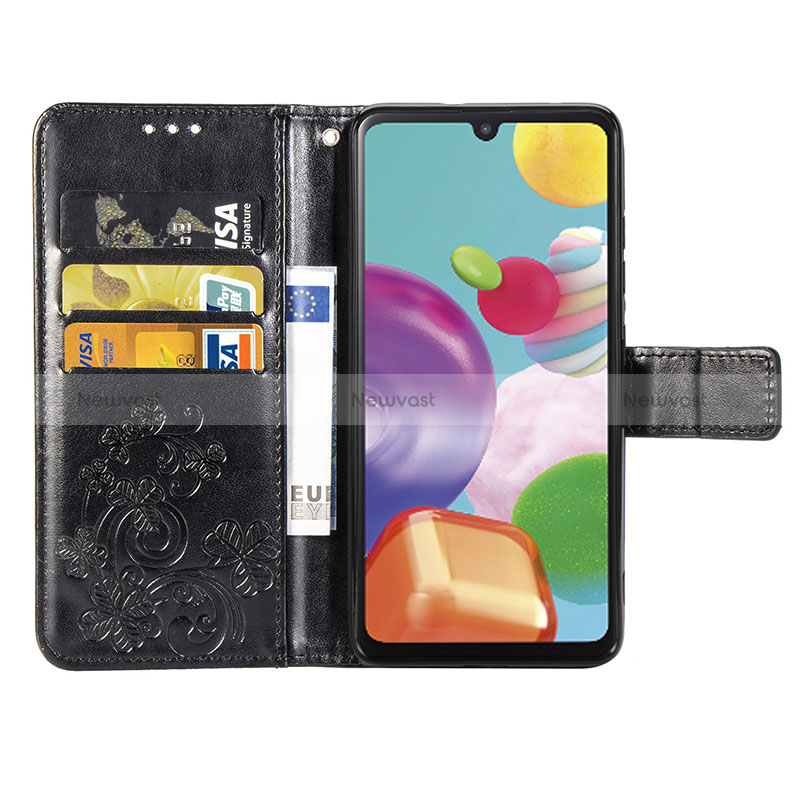 Leather Case Stands Flip Flowers Cover Holder for Samsung Galaxy A41 SC-41A