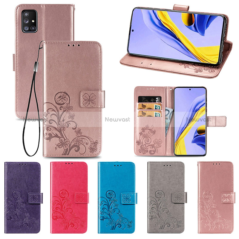 Leather Case Stands Flip Flowers Cover Holder for Samsung Galaxy A71 5G