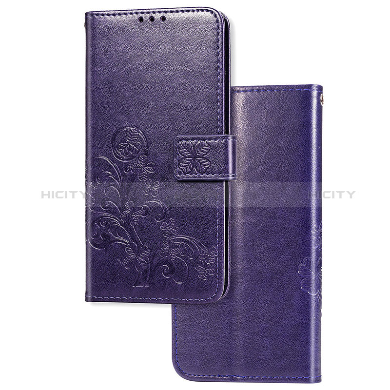 Leather Case Stands Flip Flowers Cover Holder for Samsung Galaxy A72 4G Purple