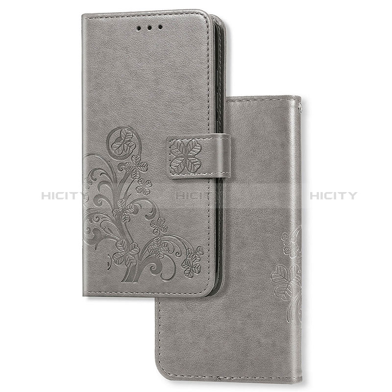 Leather Case Stands Flip Flowers Cover Holder for Samsung Galaxy A72 5G Gray