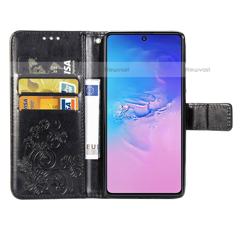 Leather Case Stands Flip Flowers Cover Holder for Samsung Galaxy A91