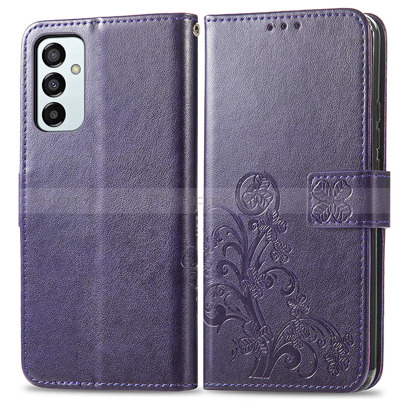 Leather Case Stands Flip Flowers Cover Holder for Samsung Galaxy F23 5G