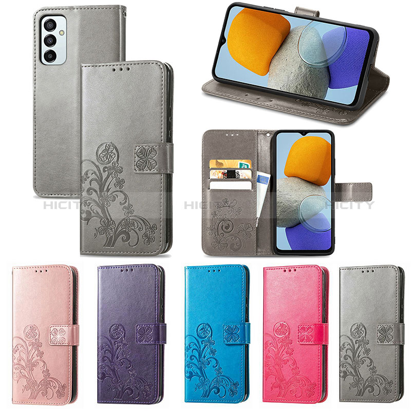 Leather Case Stands Flip Flowers Cover Holder for Samsung Galaxy F23 5G