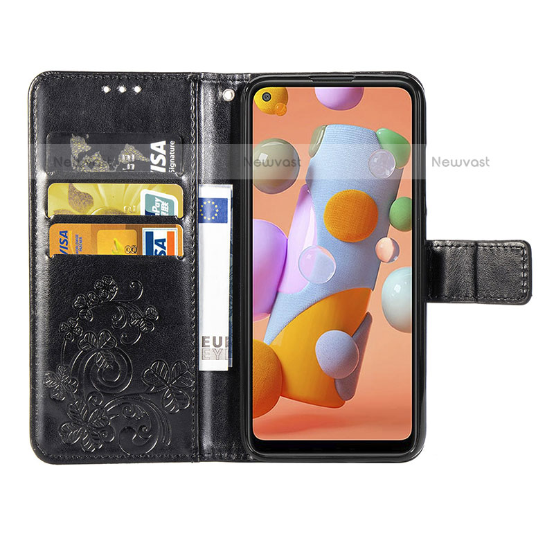 Leather Case Stands Flip Flowers Cover Holder for Samsung Galaxy M11